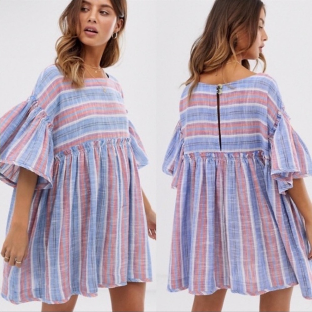 Free people blue stripped summer nights tunic - Picture 1 of 6